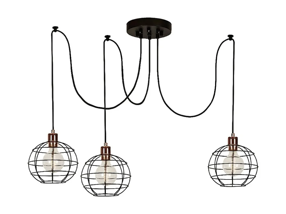 Barletta Hanglamp, Koper, Zwart, 180 x 180 x 113 cm, EPIKASA | Snel Leverbaar