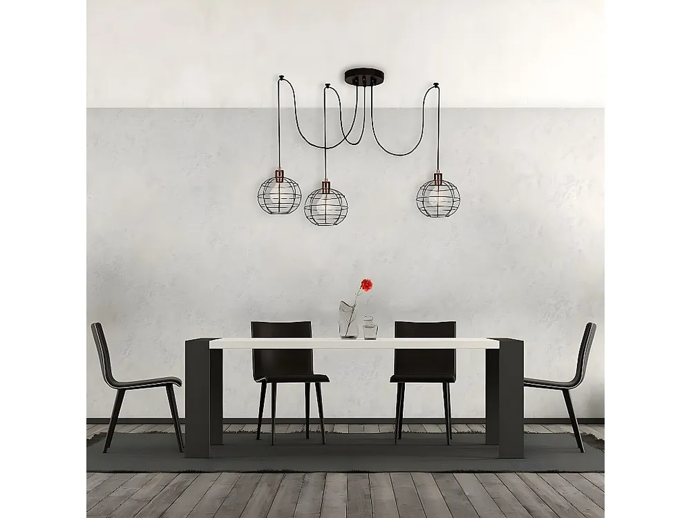 Barletta Hanglamp, Koper, Zwart, 180 x 180 x 113 cm, EPIKASA | Snel Leverbaar