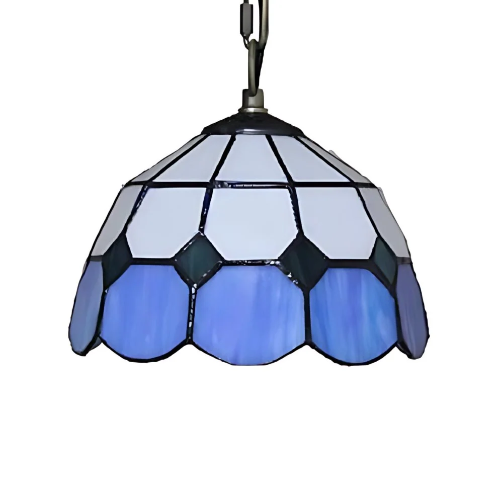 Gecertificeerd IP44 Handgeslepen glazen groen/blauwe plafondlamp Dome 1-kops Tiffany hanglamp voor restaurant
