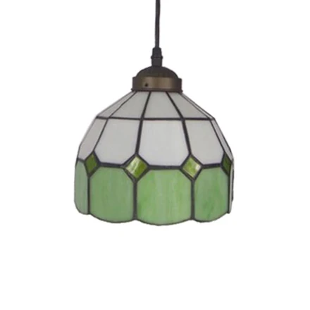 Gecertificeerd IP44 Handgeslepen glazen groen/blauwe plafondlamp Dome 1-kops Tiffany hanglamp voor restaurant