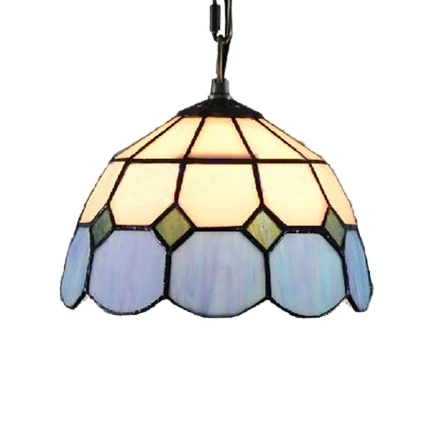 Gecertificeerd IP44 Handgeslepen glazen groen/blauwe plafondlamp Dome 1-kops Tiffany hanglamp voor restaurant