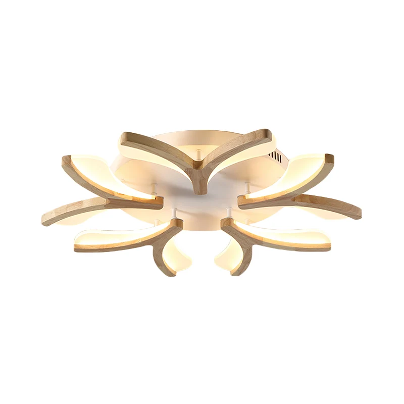 Gecertificeerd IP44 Wood Y-Shape Semi Flush Light Fixture Modernist 3/5 Heads 23.5"/27.5" W LED Ceiling Mounted Lamp, Warm...