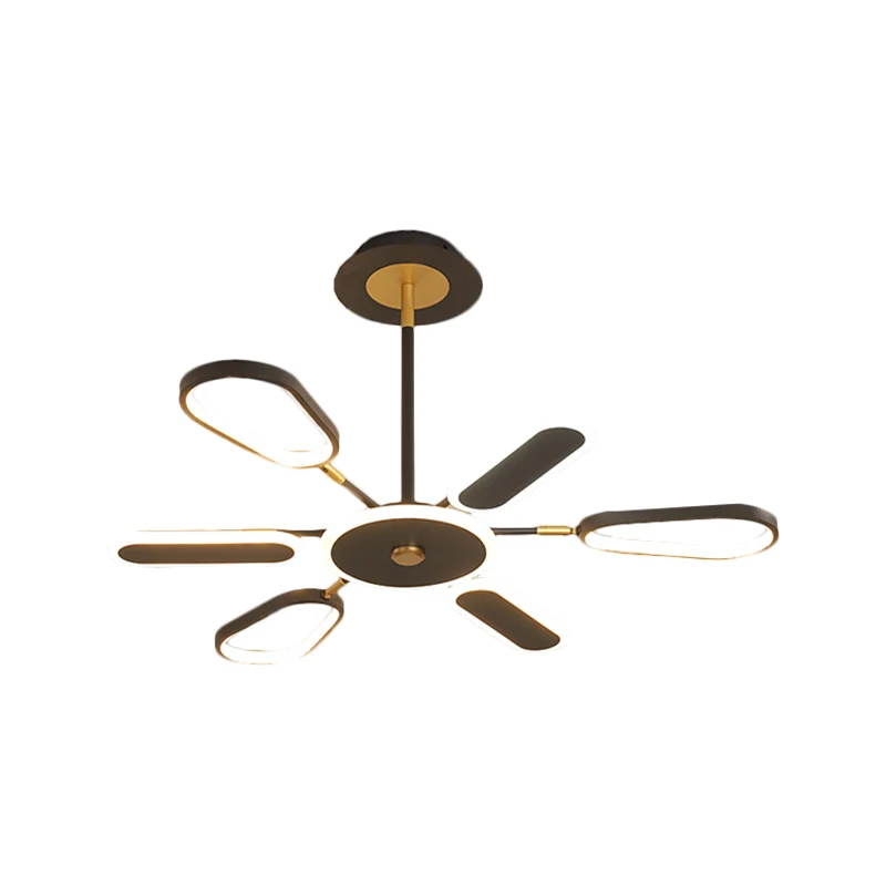 6/8 lampen slaapkamer kroonluchterlamp minimalistisch zwart plafondlamp met ellips metallic kap - Incl. Garantie