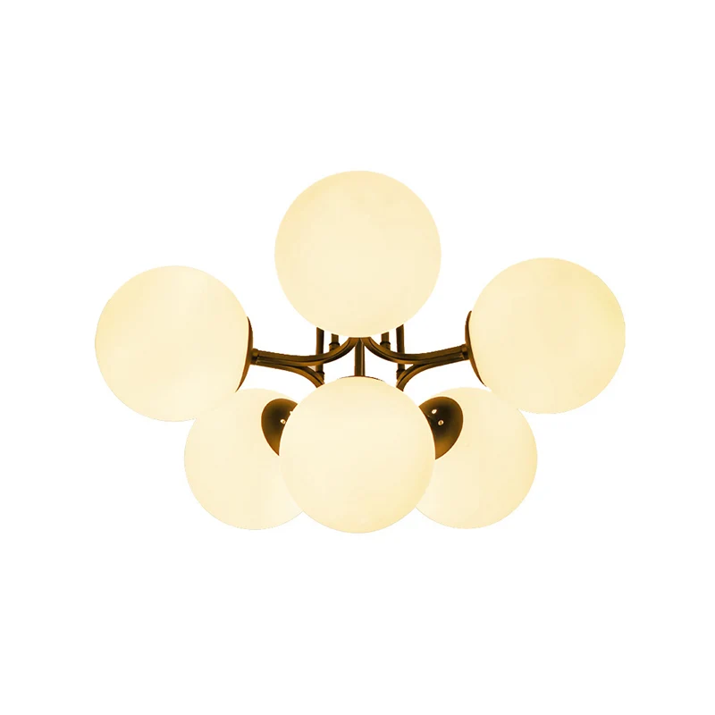 3/6 lampen woonkamer plafondlamp gewoon zwart semi-flush met bol witte glazen kap