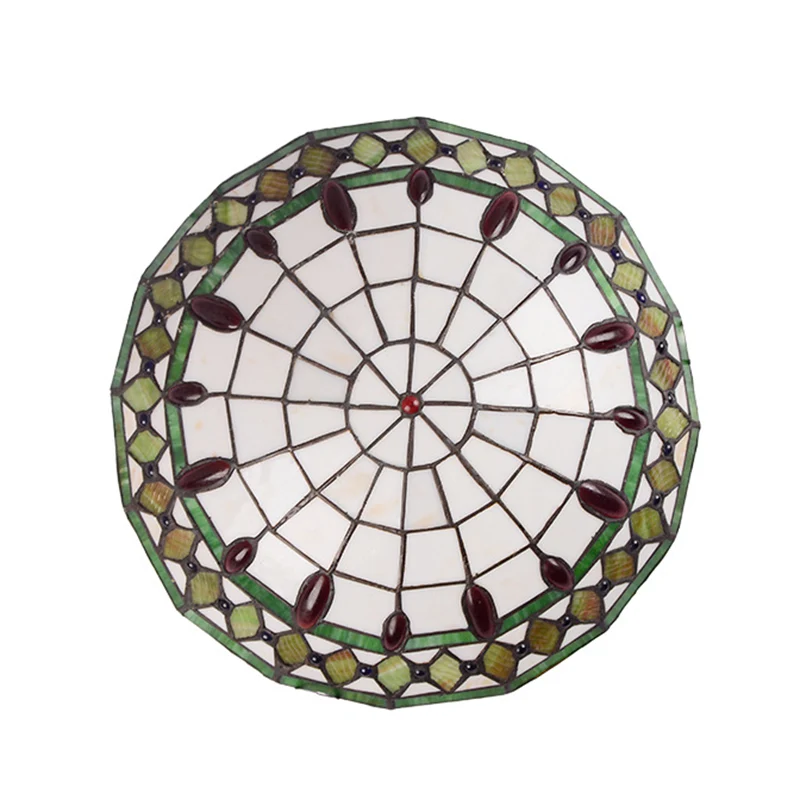 Mediterranean Jeweled Round Ceiling Light Handcrafted Glazen Flush Mount Light Fixture Bedroom Green