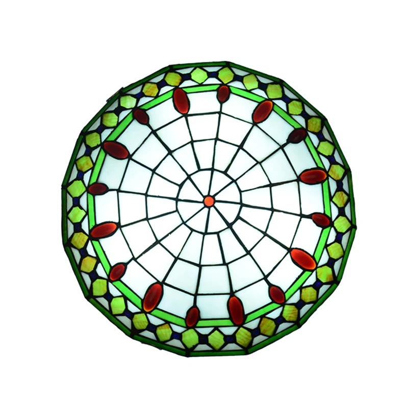 Mediterranean Jeweled Round Ceiling Light Handcrafted Glazen Flush Mount Light Fixture Bedroom Green