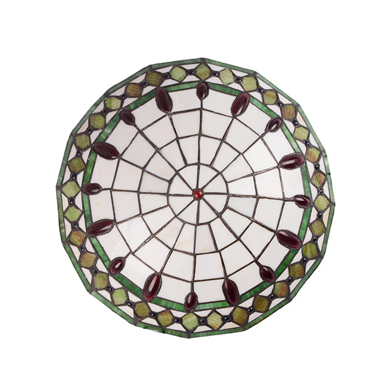 Mediterranean Jeweled Round Ceiling Light Handcrafted Glazen Flush Mount Light Fixture Bedroom Green