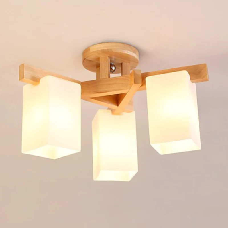 Plafondlamp houten takvorm Moderne inbouwlamp met melkwitte matglazen kap | Snel Leverbaar