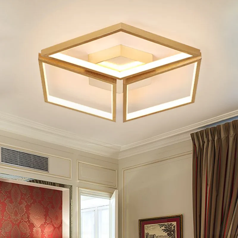 Premium Kwaliteit Verguld Spliced Rhombus Flush Ceiling Light Nordic Metal Bedroom Integrated LED Ceiling Flush Mount Warm...