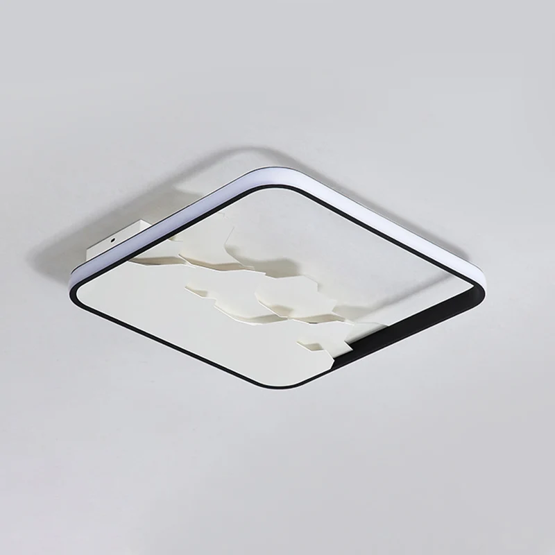Zwart Square Frame Flushmount Crack Design Modern Acrylic LED Ceiling Lighting Fixture Warm/White/Natural Light, 16.5"/19....