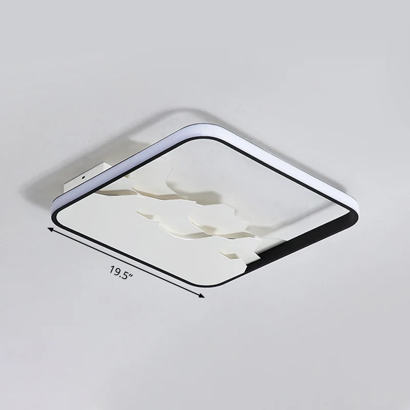Zwart Square Frame Flushmount Crack Design Modern Acrylic LED Ceiling Lighting Fixture Warm/White/Natural Light, 16.5"/19....