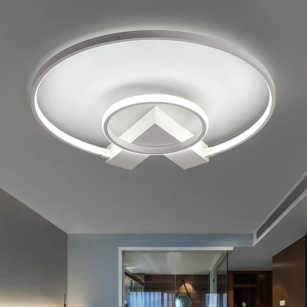 Wit/gouden 2-cirkelvormige inbouwverlichting, eigentijds aluminium LED-plafondarmatuur met V-halsontwerp | Incl. Montageset