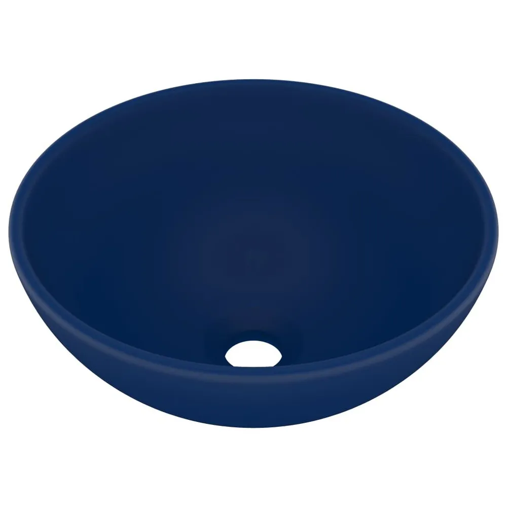 Barrière-vrije Wastafel rond 32,5x14 cm keramiek mat donkerblauw