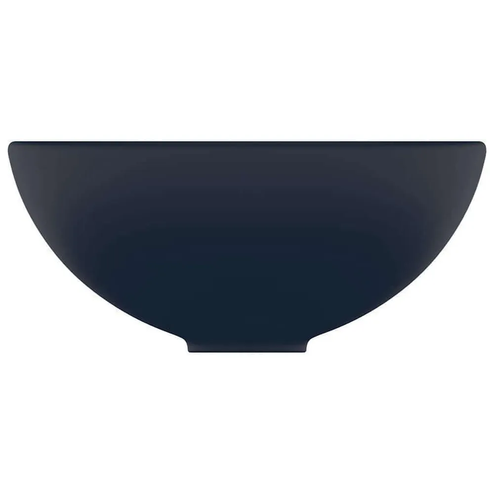 Barrière-vrije Wastafel rond 32,5x14 cm keramiek mat donkerblauw
