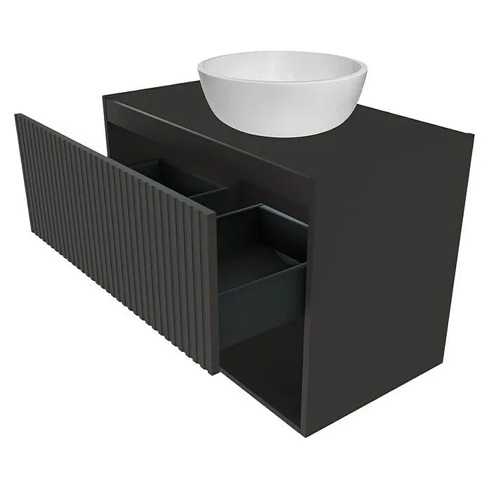Best Design Wastafelonderkast Rigatti-78-Black-Greeploos - b x d x h: 77,8 x 44,2 x 55 cm, Zwart, Structuur