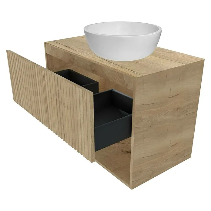 Best Design Wastafelonderkast Rigatti-78-Halifax-Greeploos - b x d x h: 77,8 x 44,2 x 55 cm, Halifax Ecru, Structuur