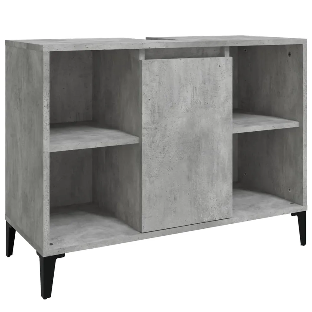 Premium Kwaliteit Wastafelkast 80x33x60 cm bewerkt hout betongrijs