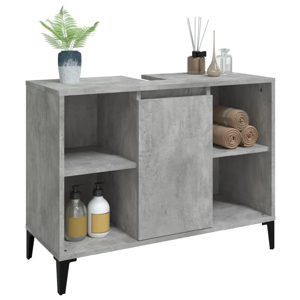 Premium Kwaliteit Wastafelkast 80x33x60 cm bewerkt hout betongrijs