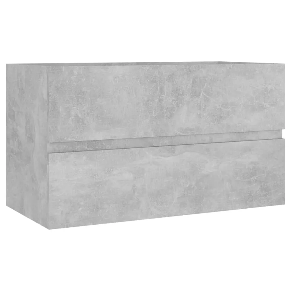 Wastafelkast met ingebouwde wastafel bewerkt hout betongrijs Waterbesparend Model