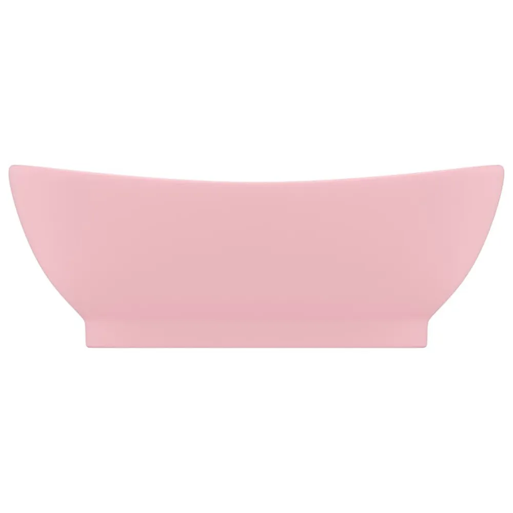 Waterbesparend Wastafel met overloop ovaal 58,5x39 cm keramiek matroze