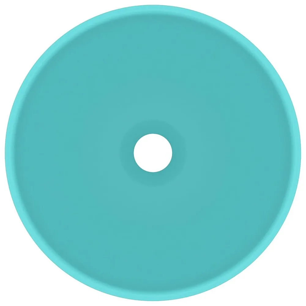 Waterbesparende Wastafel rond 32,5x14 cm keramiek mat lichtgroen