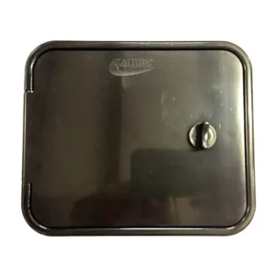 Black Valterra RV Sewer Hose Compartment Door Assembly Thumb Lock