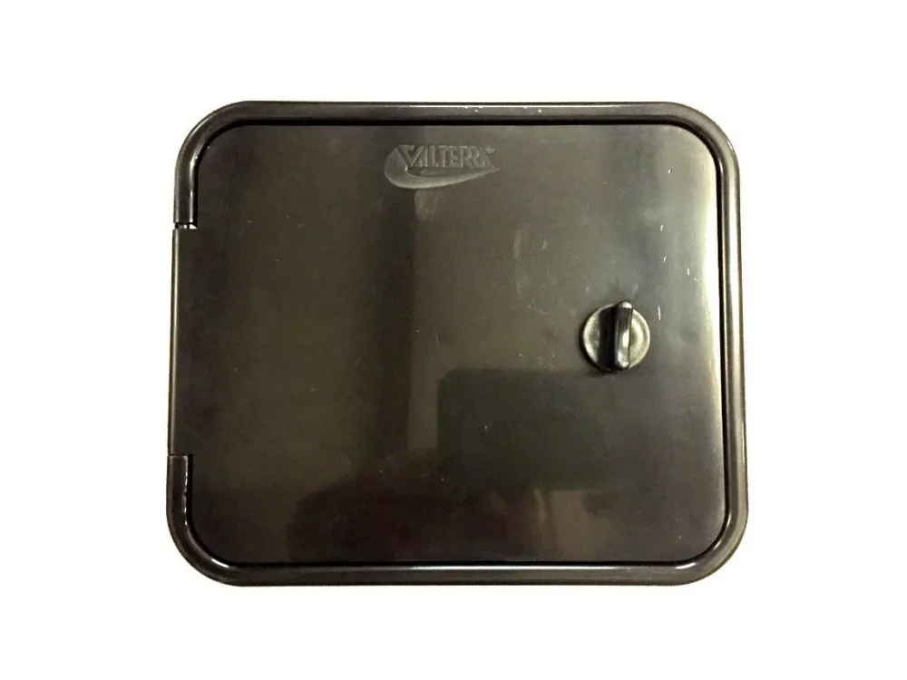 Black Valterra RV Sewer Hose Compartment Door Assembly Thumb Lock