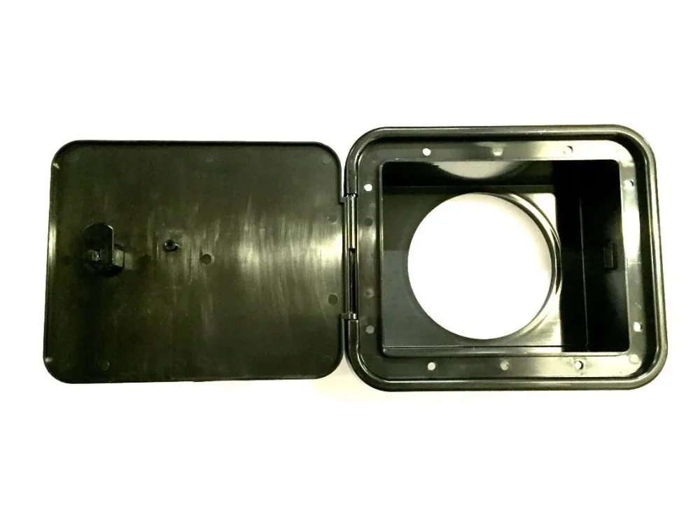 Black Valterra RV Sewer Hose Compartment Door Assembly Thumb Lock