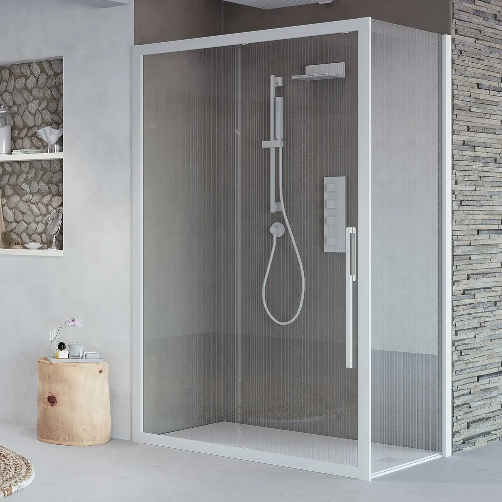 Fixed wall Itaca 70.5-72.5 cm transparent crystal 6mm h195 shiny staalgrijs profile Made Italy