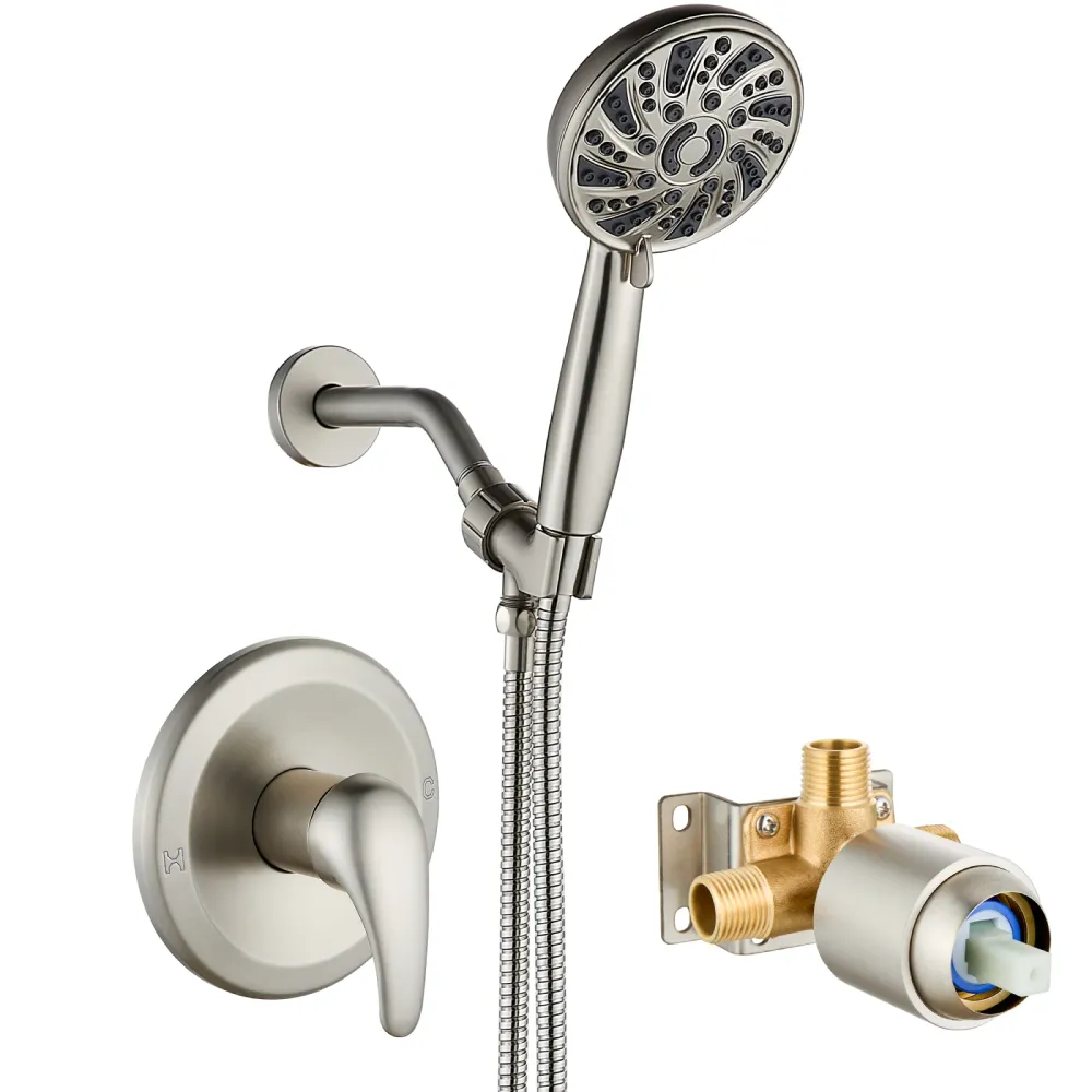 gotonovo Bathroom Shower Head Kit High Pressure Valve Combo System Shower Faucet 6 Modes ABS Handheld Spray Shower Trim Ki...