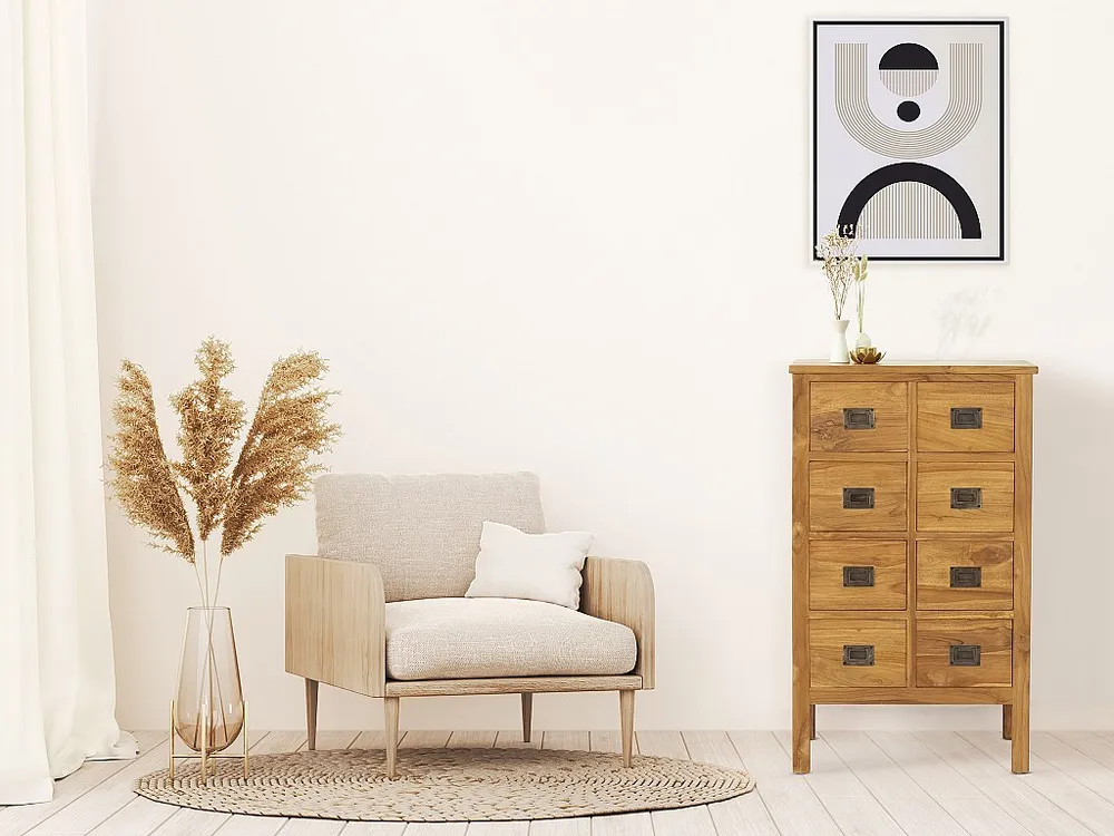 Ladekast 8 lades - Teak - Kleur: Houtlook - LUMIDI - Koop nu voordelig online
