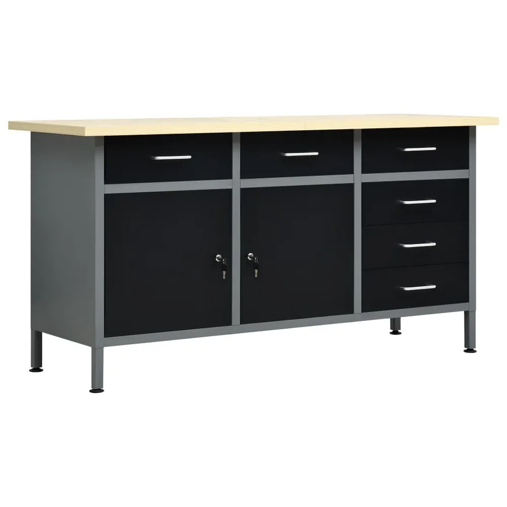 Elektrische Werkbank 160x60x85 cm staal zwart