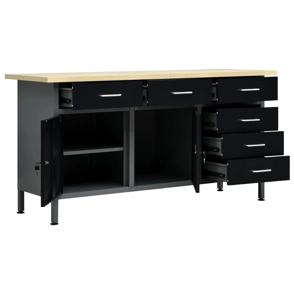 Elektrische Werkbank 160x60x85 cm staal zwart
