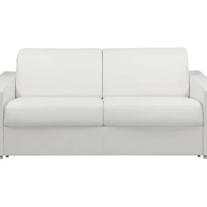 Snel omgebouwde slaapbank wit kunstleer met 3 arrangeren en een matras van 14 cm CALITO met Verstelbare Handvatten