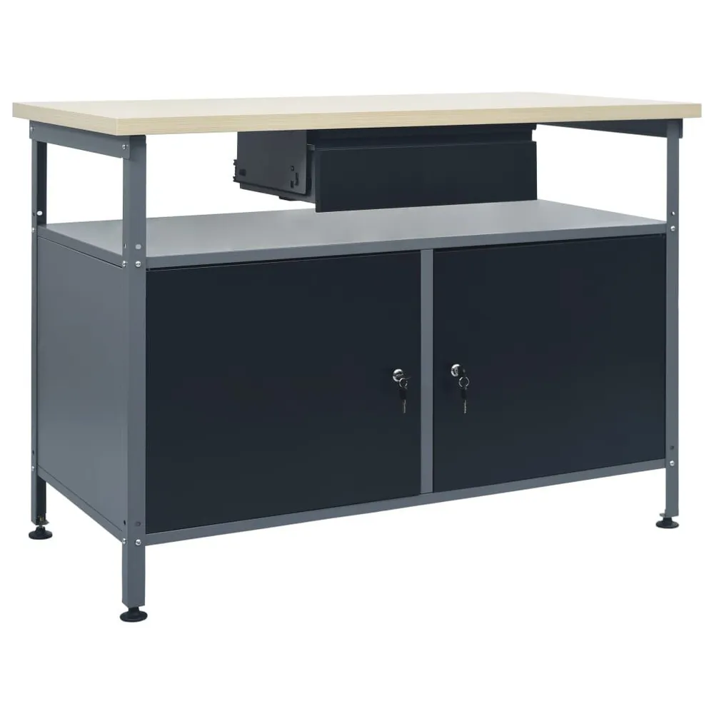 Verplaatsbare Werkbank 120x60x85 cm staal zwart