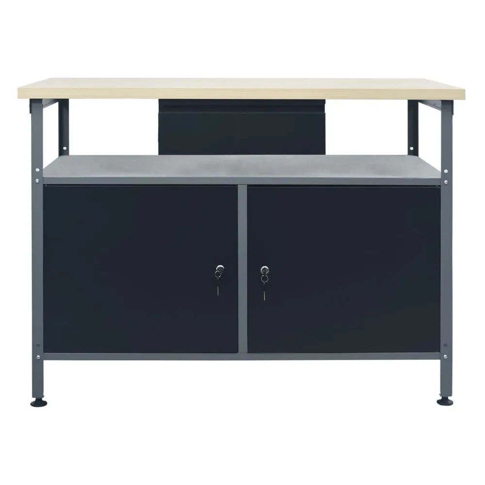 Verplaatsbare Werkbank 120x60x85 cm staal zwart