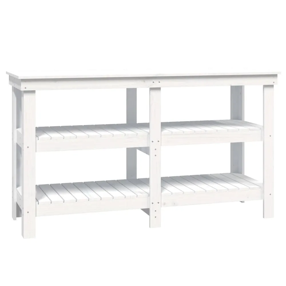 Werkbank 142,5x50x80 cm massief grenenhout wit voor Granulaat