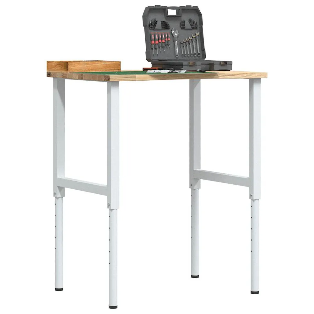 Werkbank 80x60x(71,5-98) cm massief eikenhout Groen Polyethyleen