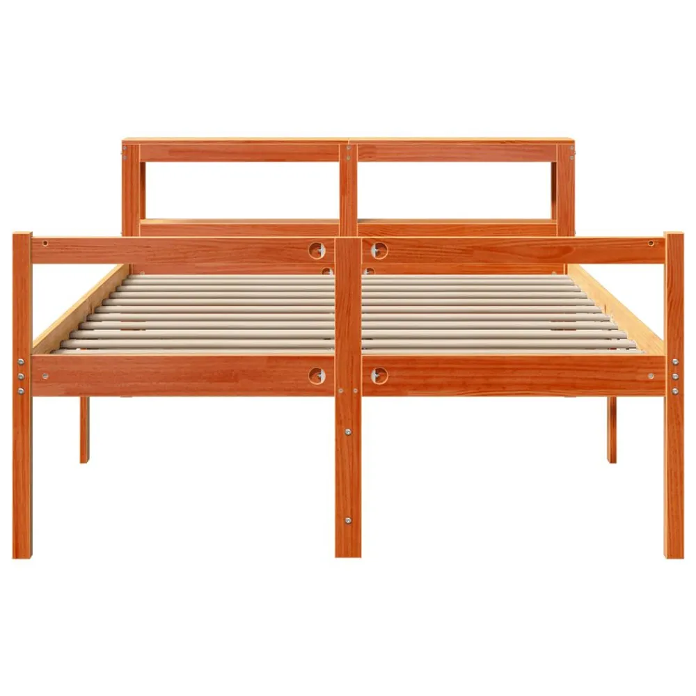 Bedframe met hoofdbord massief grenenhout wasbruin 160x200 cm