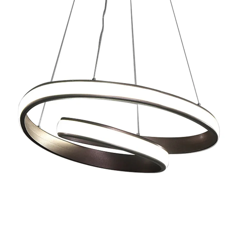 23"/31.5" Wide Loop Ceiling Light Fixture Strak Acrylic LED Brown Chandelier Lamp Warm/White Light Brown