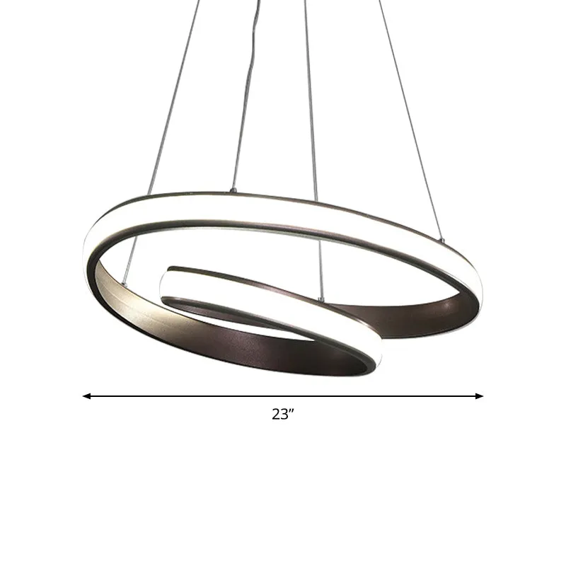 23"/31.5" Wide Loop Ceiling Light Fixture Strak Acrylic LED Brown Chandelier Lamp Warm/White Light Brown