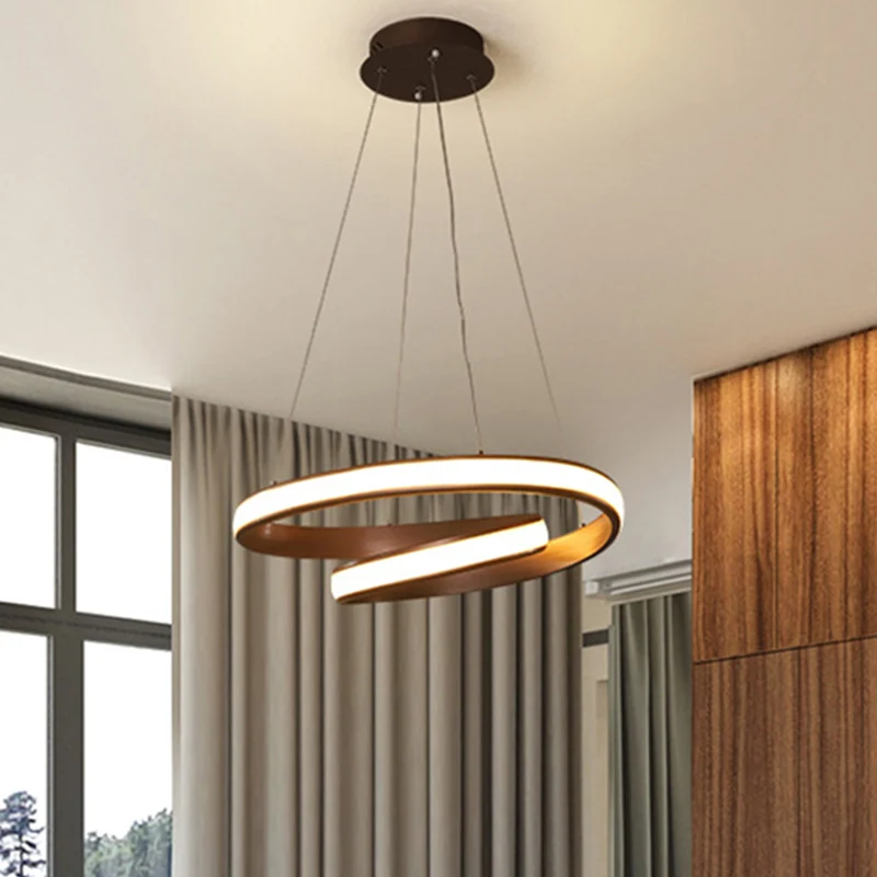 23"/31.5" Wide Loop Ceiling Light Fixture Strak Acrylic LED Brown Chandelier Lamp Warm/White Light Brown
