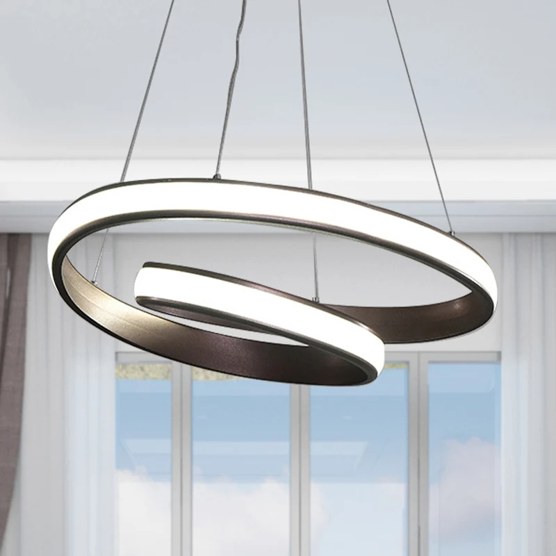 23"/31.5" Wide Loop Ceiling Light Fixture Strak Acrylic LED Brown Chandelier Lamp Warm/White Light Brown