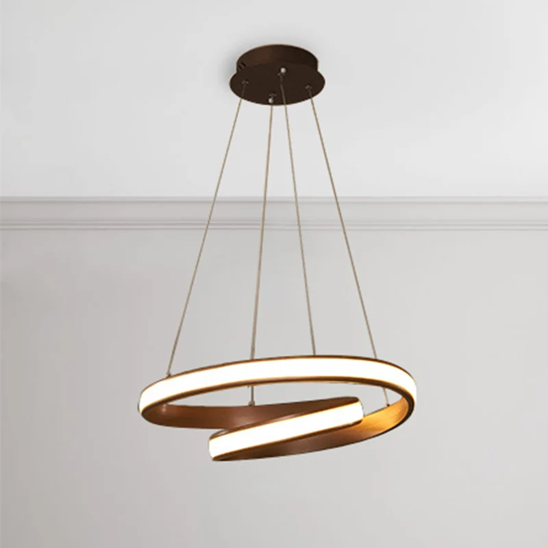 23"/31.5" Wide Loop Ceiling Light Fixture Strak Acrylic LED Brown Chandelier Lamp Warm/White Light Brown