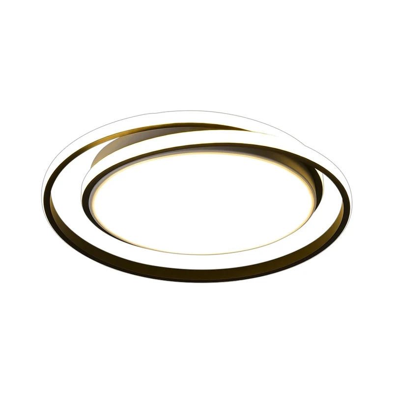 Black/Gold Circular LED Flushmount Modernist Plexiglas Ceiling Lighting Warm/White Light, 18"/21.5" Width met SOS-functie...