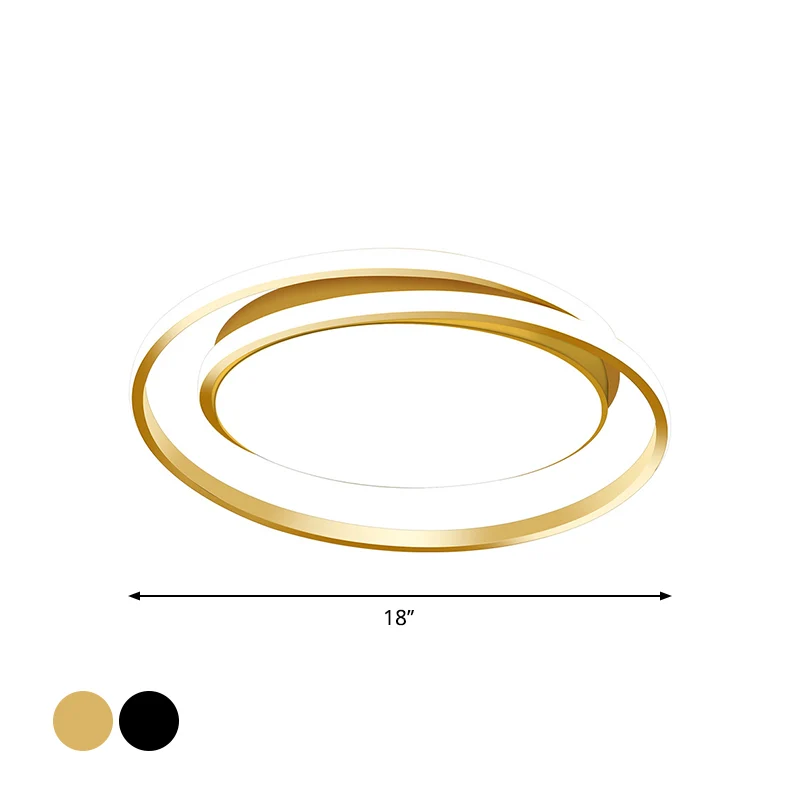 Black/Gold Circular LED Flushmount Modernist Plexiglas Ceiling Lighting Warm/White Light, 18"/21.5" Width met SOS-functie...