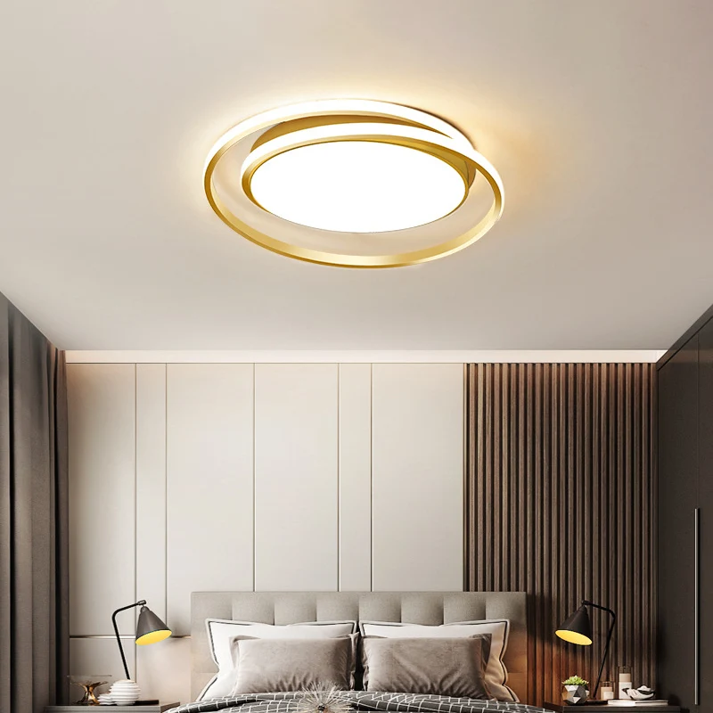 Black/Gold Circular LED Flushmount Modernist Plexiglas Ceiling Lighting Warm/White Light, 18"/21.5" Width met SOS-functie...