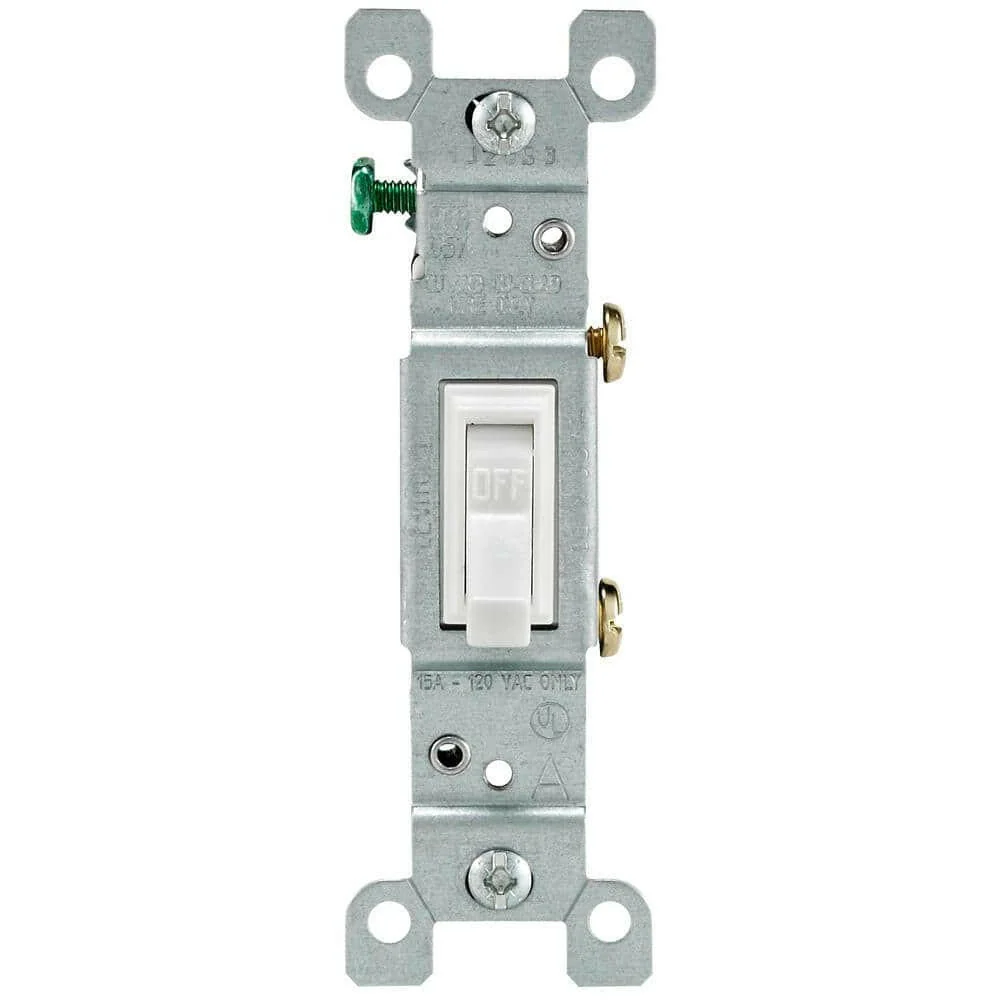 Eastman 15-Amp Single-Pole Toggle Light Switch, Sneeuwwit