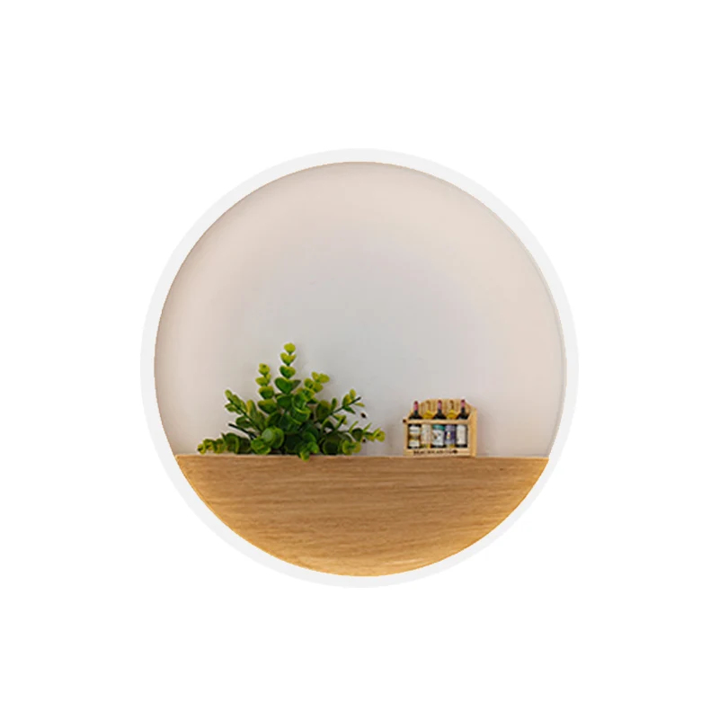 IP67 Gecertificeerde LED Acrylic Sconce Lighting Fixture Simple Wit Round Living Room Plant Wall Mount Light, 8"/12"/16" D...
