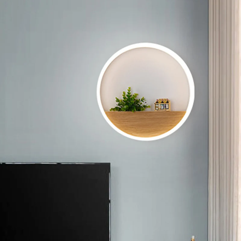 IP67 Gecertificeerde LED Acrylic Sconce Lighting Fixture Simple Wit Round Living Room Plant Wall Mount Light, 8"/12"/16" D...